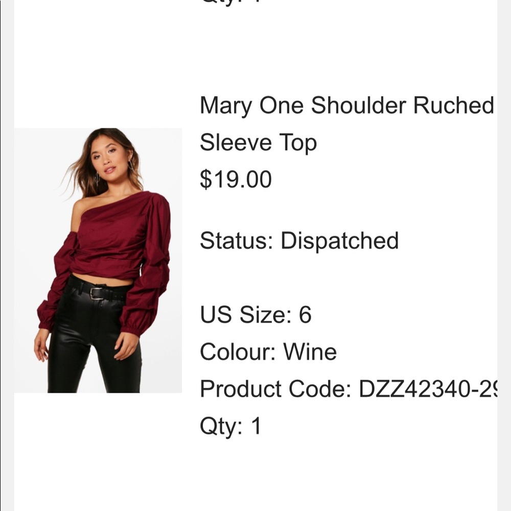 One Shoulder Ruched Sleeve Top - Picture 4 of 4